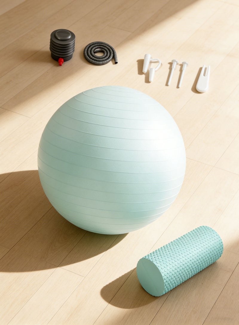 Sunbath 65cm Anti-Burst Yoga Ball, Exercise Ball With Air Pump for Pilates Yoga Pregnancy Women, 35cm Sports Foam Roller, EVA Yoga Foam Massage Roller, For Pre and Post Workout Muscles Massage - Image 1